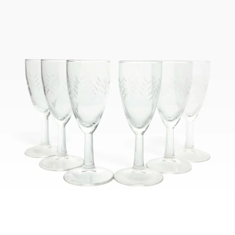 1950s Vintage Mid-century Javit “Rain” 6 Whiskey Sour Cocktail Liquor Glasses 6”